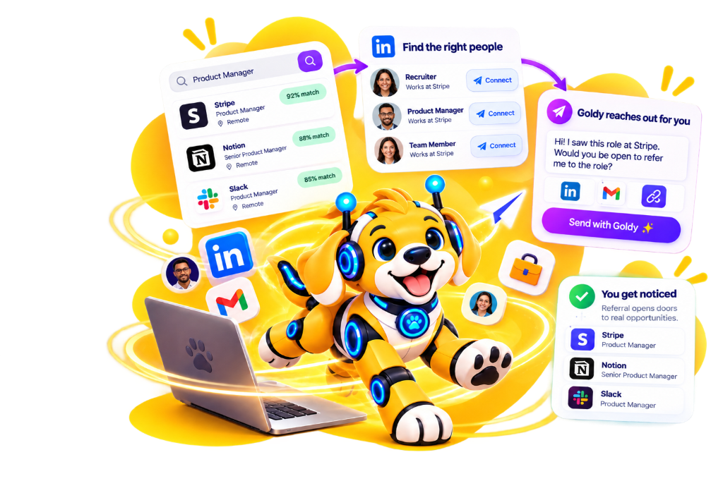 Agent Goldy connects a job opportunity with people and outreach
